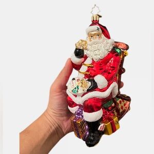 Christopher Radko Midnight Dessert Large Santa Claus Christmas Ornament 7"